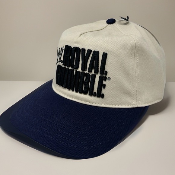 WWE Royal Rumble Snapback Hat x Ripple Junction Natural/Navy Cap Embroidered - Picture 1 of 9